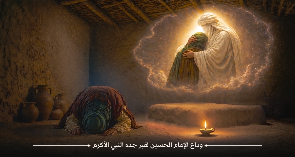 2- وداع الإمام الحسين لقبر جده النبي الأكرم